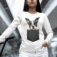 Boston Terrier Dog Puppy Dog In Pocket Cute Pet Lover Women Long Sleeve T-Shirt, gift for family, gift for coworker