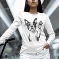 Boston Terrier Dog Raising Paw Idea Men Women Women Long Sleeve T-Shirt, gift for family, gift for coworker