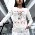 Boston Terrier Dog Santa Hat Men Kids Ugly Christmas Light Women Long Sleeve T-Shirt, Boston Terrier Christmas Shirts, gift for family, gift for coworker