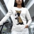 Boston Terrier Lover I Love Mom Tattoo Leopard Women Long Sleeve T-Shirt, Boston Terrier Mom Shirts, gift for family, gift for coworker
