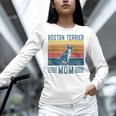 Dog Boston Terrier Mom Vintage Boston Terrier Mom Women Long Sleeve T-Shirt, Boston Terrier Mom Shirts, gift for family, gift for coworker