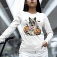 Halloween Boston Terrier Ghost Women Long Sleeve T-Shirt, Boston Terrier Halloween Shirts, Boston Terrier Ghost Shirts, gift for family, gift for coworker