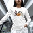Spooky Ghost Boston Terrier Pumpkin Halloween Dog Lover Women Long Sleeve T-Shirt, Boston Terrier Halloween Shirts, Boston Terrier Ghost Shirts, gift for family, gift for coworker