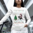 Ugly Christmas Tree Lights Xmas Santa Riding Boston Terrier Women Long Sleeve T-Shirt, Boston Terrier Christmas Shirts, Boston Terrier Riding Shirts, gift for family, gift for coworker