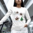 Xmas Lighting Tree Santa Riding Boston Terrier Christmas Women Long Sleeve T-Shirt, Boston Terrier Christmas Shirts, Boston Terrier Riding Shirts, gift for family, gift for coworker