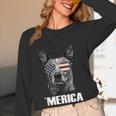 4th July Blue Heeler Dog Merica Patriotic USA Flag Cute Women Long Sleeve T-Shirt, novelty gifts, funny gifts
