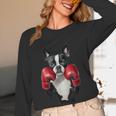 Boston Terrier Boxing Women Long Sleeve T-Shirt, novelty gifts, funny gifts