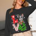 Boston Terrier Christmas Tree Lights Santa Dog Xmas For Men Women Kids Women Long Sleeve T-Shirt, novelty gifts, funny gifts