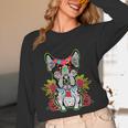 Boston Terrier Dia De Los Muertos Day Of The Dead Dog Skull For Men Women Kids Women Long Sleeve T-Shirt, novelty gifts, funny gifts