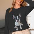 Boston Terrier Dog Motif Pet Art Boston Terrier Men Women Kids Women Long Sleeve T-Shirt, novelty gifts, funny gifts
