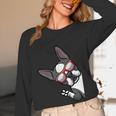 Boston Terrier Dog From Side Boston Bull Women Long Sleeve T-Shirt, novelty gifts, funny gifts