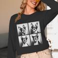 Boston Terrier Dogs With Sunglasses Photo Pets Meme Women Long Sleeve T-Shirt, novelty gifts, funny gifts