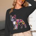 Boston Terrier Floral Dog Lover Vintage Distressed For Men Women Kids Women Long Sleeve T-Shirt, novelty gifts, funny gifts