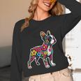 Boston Terrier Floral Vintage Dog Mom Distressed Men Women Kids Women Long Sleeve T-Shirt, novelty gifts, funny gifts