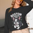 Boston Terrier Girl Cute Cartoon For Dog Owners Pet Terrier Women Long Sleeve T-Shirt, novelty gifts, funny gifts