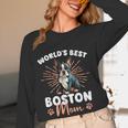 Boston Terrier Groovy World's Best Boston Mom Women Long Sleeve T-Shirt, novelty gifts, funny gifts