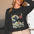Boston Terrier Japanese Kanagawa Wave Surf Dog Women Long Sleeve T-Shirt, novelty gifts, funny gifts