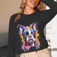 Boston Terrier Lover Pop Art Color Boston Terrier Dog For Men Women Girls Kids Women Long Sleeve T-Shirt, novelty gifts, funny gifts