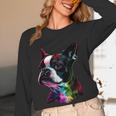 Boston Terrier Lovers Colorful Pop Art Boston Terrier Women Long Sleeve T-Shirt, novelty gifts, funny gifts