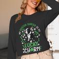My Boston Terrier Is My Lucky Charm Paw Dog St Patrick's Day Women Long Sleeve T-Shirt, novelty gifts, funny gifts