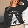 Boston Terrier Mom Dad Dog Alien UFO Women Long Sleeve T-Shirt, novelty gifts, funny gifts