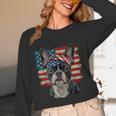 Boston Terrier Patriotic 4th Of July USA American Flag Women Long Sleeve T-Shirt, novelty gifts, funny gifts