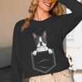 Boston Terrier In The Pocket Cute Boston Terrier Dog Lovers For Men Women Girls Kids Women Long Sleeve T-Shirt, novelty gifts, funny gifts