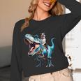 Boston Terrier Riding T-Rex Dinosaur Dog Lover Women Long Sleeve T-Shirt, novelty gifts, funny gifts