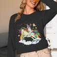 Boston Terrier Riding Unicorn Boys Girls Kids Rainbow Women Long Sleeve T-Shirt, novelty gifts, funny gifts