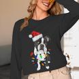 Boston Terrier Santa Christmas Lights Xmas Dog Lover Men Women Kids Women Long Sleeve T-Shirt, novelty gifts, funny gifts