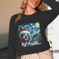 Boston Terrier Santa Starry Night Van Gogh Christmas Dog Men Women Kids Women Long Sleeve T-Shirt, novelty gifts, funny gifts