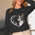 Boston Terrier Shirts For Women Girls Kids Heart Cute Women Long Sleeve T-Shirt, novelty gifts, funny gifts