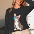 Brindle Boston Terrier Dog Patriotic Shirt USA Flag Women Long Sleeve T-Shirt, novelty gifts, funny gifts