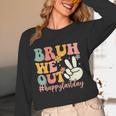 Bruh We Out Teacher Retro Last Day Of School Boys Girls Kids Women Long Sleeve T-Shirt, novelty gifts, funny gifts