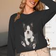 Dog Lovers Boston Terrier In Pocket Dog Face For Men Women Kids Women Long Sleeve T-Shirt, novelty gifts, funny gifts