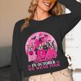 Ghost And Witch Boston Terrier Dog In October We Wear Pink Women Long Sleeve T-Shirt, novelty gifts, funny gifts