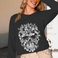 Halloween Costume Skull Boston Terrier Dog Lover Women Long Sleeve T-Shirt, novelty gifts, funny gifts
