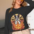 Halloween Retro Boston Terrier Women Long Sleeve T-Shirt, novelty gifts, funny gifts