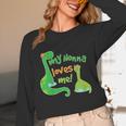 Kids My Nonna Loves Me Dinosaur Grandson Women Long Sleeve T-Shirt, novelty gifts, funny gifts