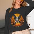 Pumpkin Boston Terrier Costume On Boston Terrier Halloween Women Long Sleeve T-Shirt, novelty gifts, funny gifts