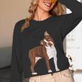 Red Boston Terrier Dog Women Long Sleeve T-Shirt, novelty gifts, funny gifts