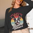 Retro Life Is Better With Boston Terrier Mom Dog Lover Women Long Sleeve T-Shirt, novelty gifts, funny gifts