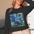 Scottish Terrier Starry Night Scotty Dog Art By Aja Women Long Sleeve T-Shirt, novelty gifts, funny gifts