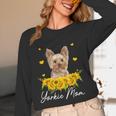 Sunflower Yorkie Mom Dog Lover Women Long Sleeve T-Shirt, novelty gifts, funny gifts
