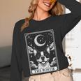 Tarot Card Vintage Crescent Moon Boston Terrier Dog Mom Women Long Sleeve T-Shirt, novelty gifts, funny gifts