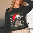 Ugly Xmas Sweater Santa Boston Terrier Dog Christmas For Men Women Kids Women Long Sleeve T-Shirt, novelty gifts, funny gifts