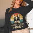 Vintage Boston Terrier Dad Dog Lovers Father's Day Tee Women Long Sleeve T-Shirt, novelty gifts, funny gifts