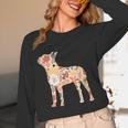 Vintage Floral Boston Terrier For Dog Lover Women Long Sleeve T-Shirt, novelty gifts, funny gifts
