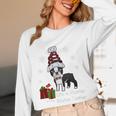 Boston Terrier Christmas T Shirt-Life Is Merrier Premium Tri-Blend Women Long Sleeve T-Shirt, novelty gifts, funny gifts