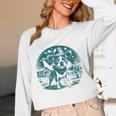 Boston Terrier Cowboy UFO Shirt Vintage Western Dog Mom Tee Women Long Sleeve T-Shirt, novelty gifts, funny gifts
